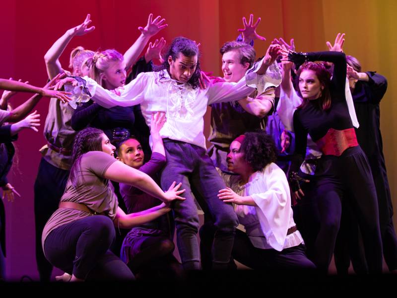 A photo taken from the School of Performance Arts' show Pippin performed in Spring 2023.