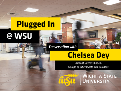 A conversation with Chelsea Dey Students walking in a student center