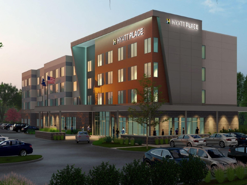 Rendering of the Hyatt Place Hotel at Wichita State University