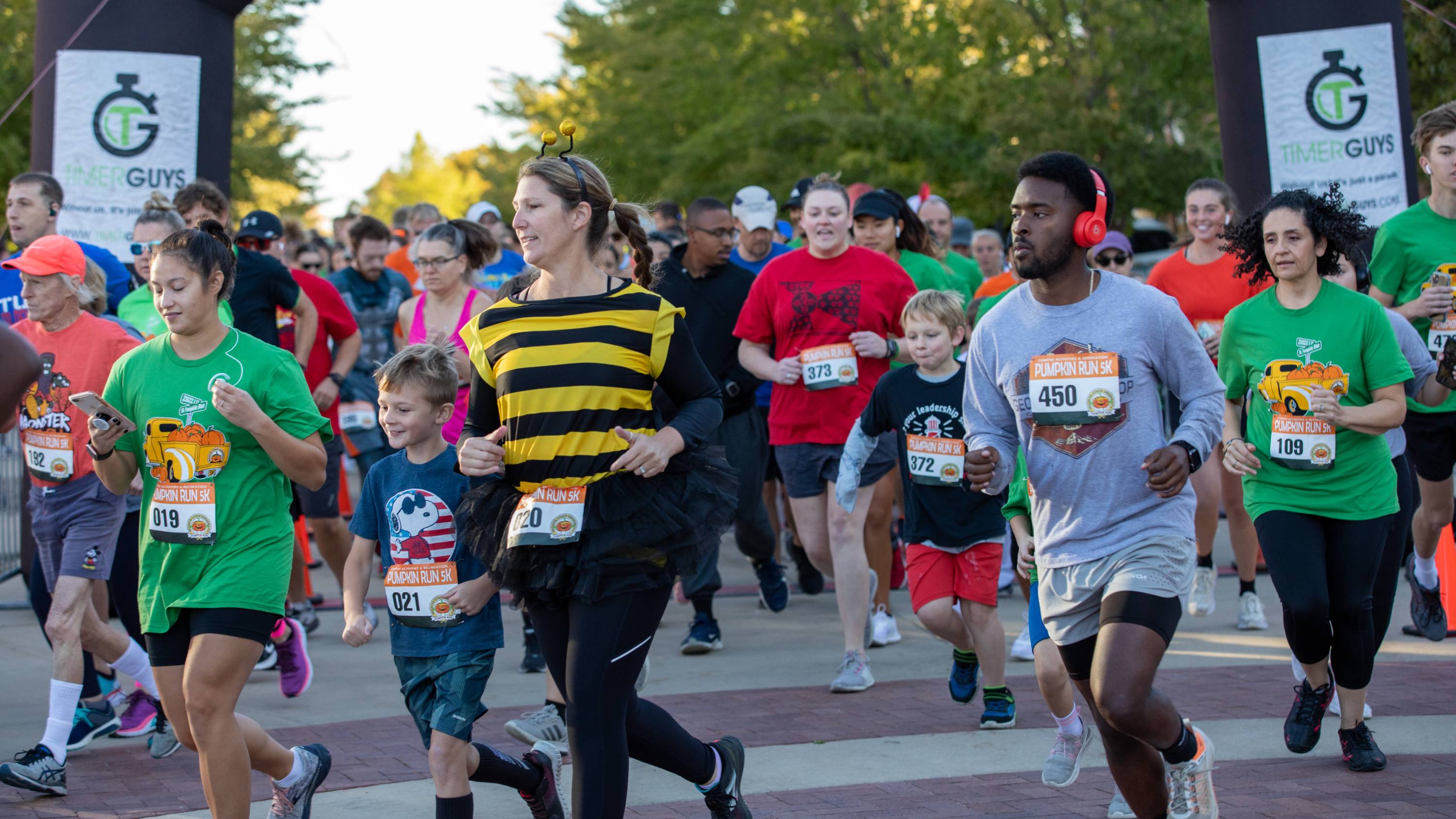 Students runniing in the annual Pumpkin Run. 