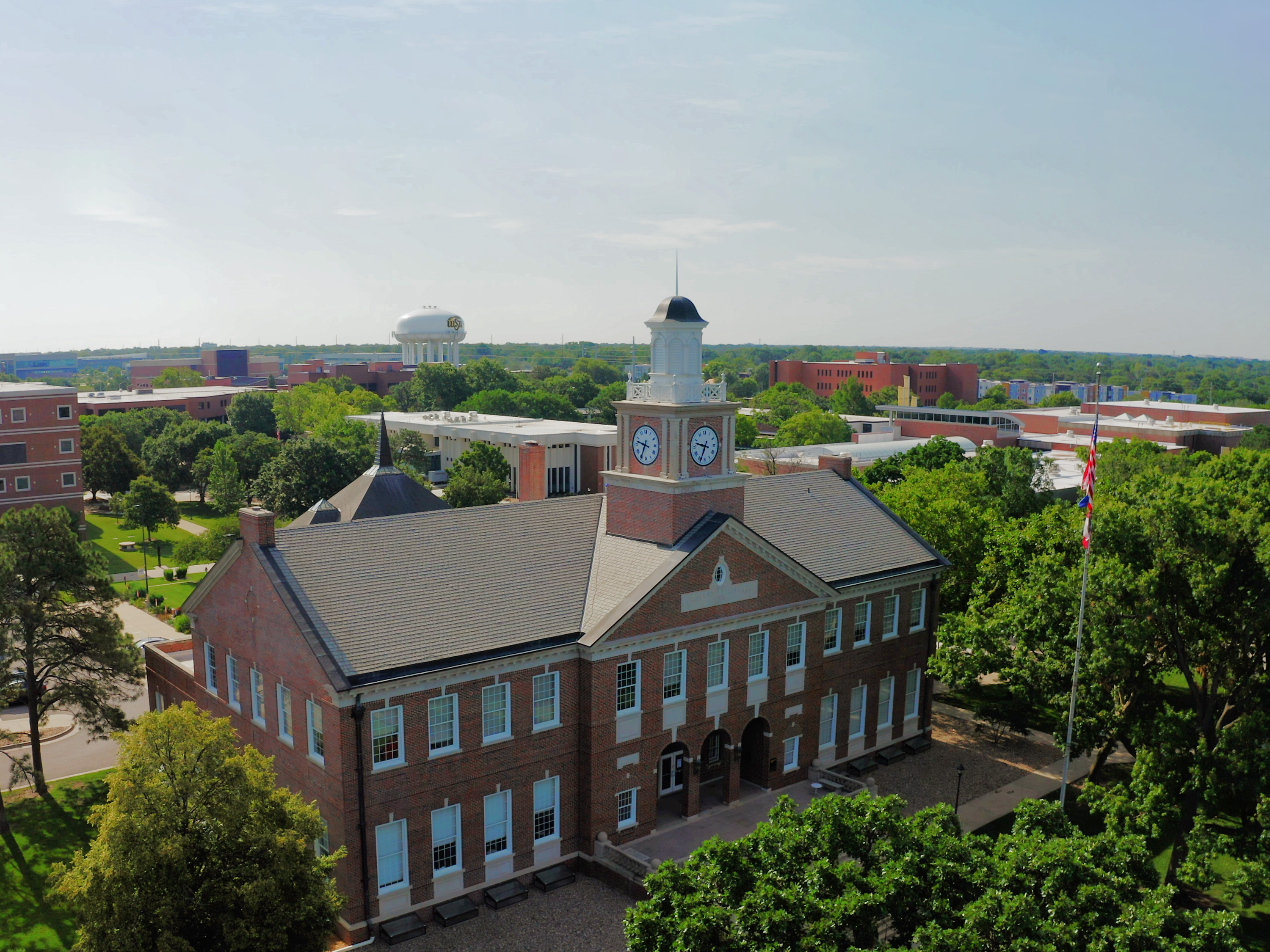 2025 campus drone shot looking southeast over Morrison Hall
