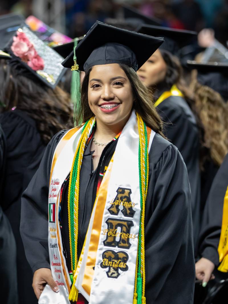 Young Hispanic woman at commencement