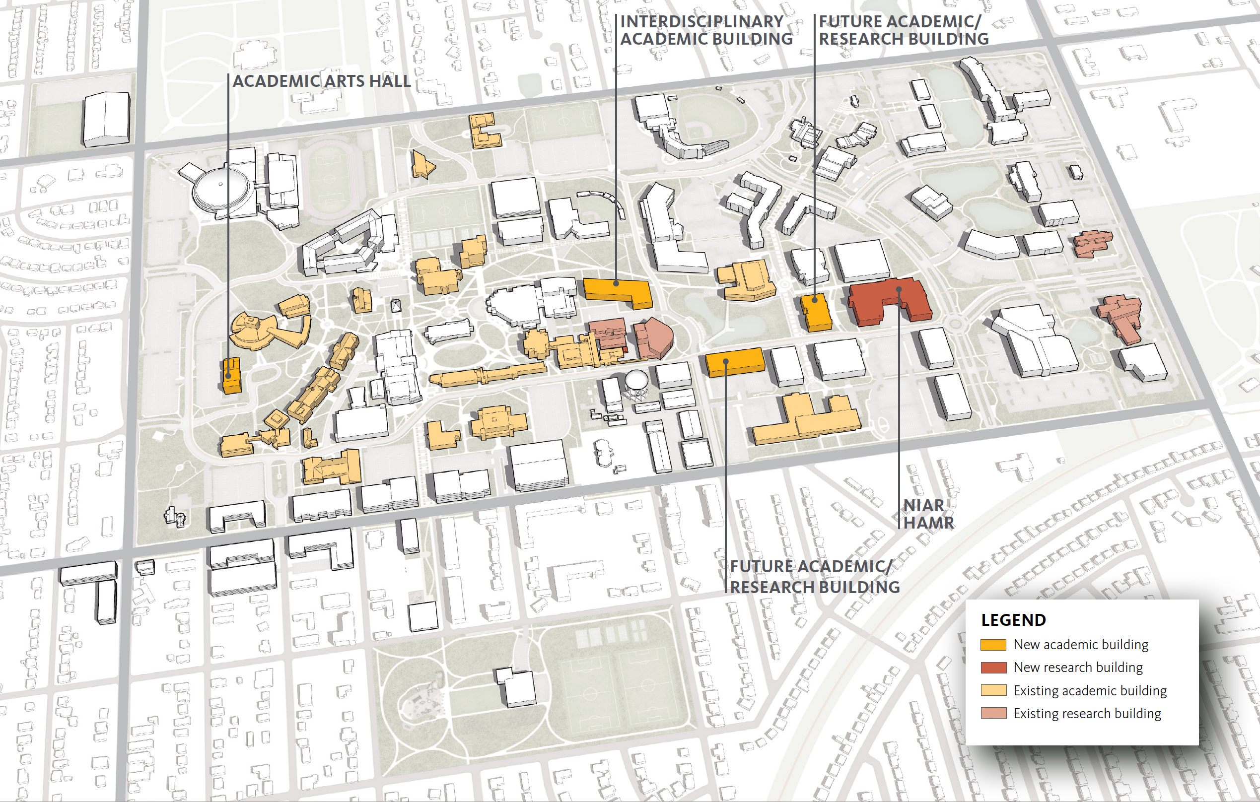 new academic buildings map