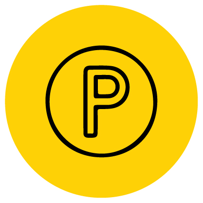 black parking icon with yellow background