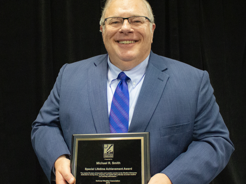 WSU Libraries donor Mike Smith recently received a special lifetime achievement award from the National Weather Association for nearly 50 years of creative and innovative service in the field of meteorology.