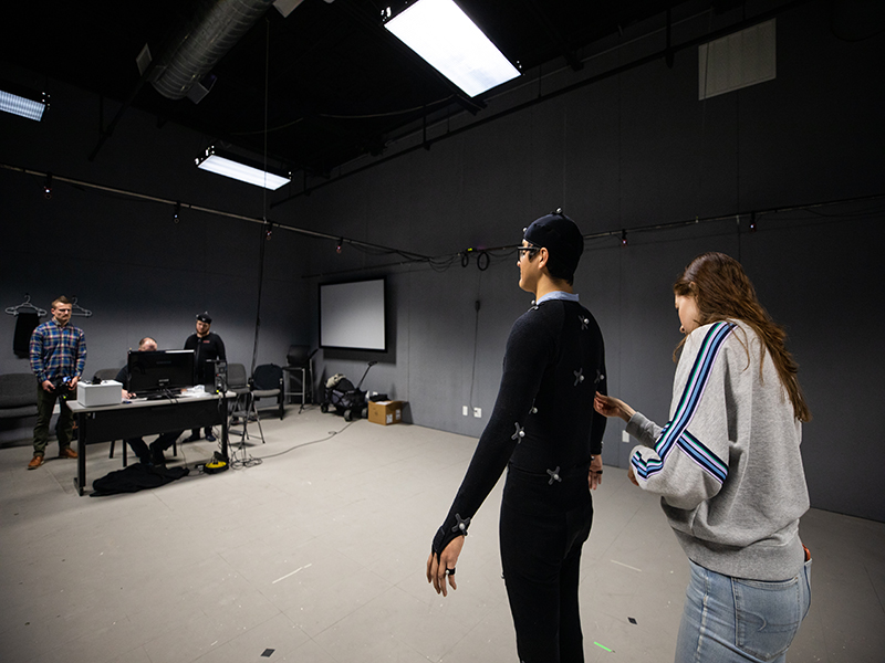 Students at the The School of Digital Arts (SODA) use motion capture. 