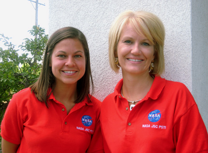 Education majors Jennifer Cole, left, and Diana Meister participated in the Pre-Service Teacher Institute at Johnson Space Center. The program was from July 11-23 and taught ways to make learning math and science fun for kids.