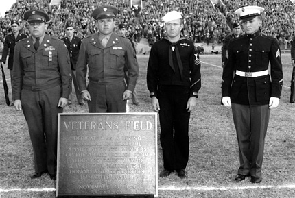 All branches of the U.S. Armed Forces were represented at the Nov. 25, 1948, dedication of Veterans Field, now Cessna Stadium. Wichita State will honor that event with a Veterans Day celebration starting at 10:45 a.m. Thursday, Nov. 11.