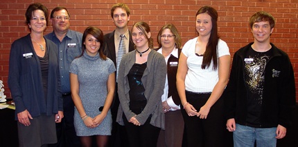 Klose Scholarship committee and Klose Scholars (from left) are Amy Strong, Greg Novacek, Julia Emberson, Daniel Bergman, CleoAnne Worthan, Janice Ewing, Claudia Trevino and WSU College of Education student Nathan Riley.