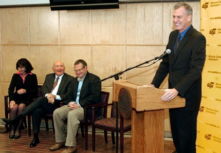 Gov. Mark Parkinson announced that he and his wife, Stacy, have established a scholarship for the Wichita State University debate program.