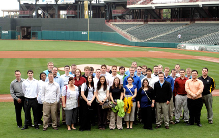 Members of the Sport Management Student Association visited RedHawks Field in Bricktown in Oklahoma City. Staff at the ball park fielded questions from SMSA members. After the question-and-answer session, SMSA members ate at Coachâ€™s Restaurant, meeting an executive from the OKC Baron hockey team.