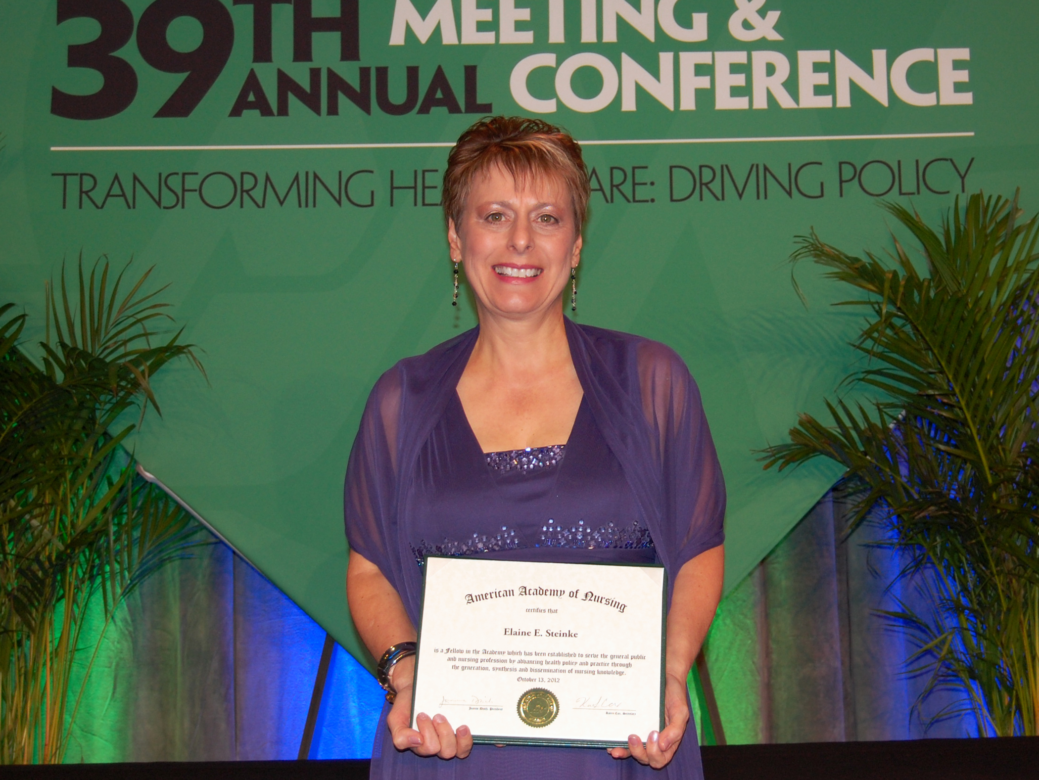 Elaine Steinke traveled to Washington, D.C., in October for her induction as a Fellow of the American Academy of Nursing.