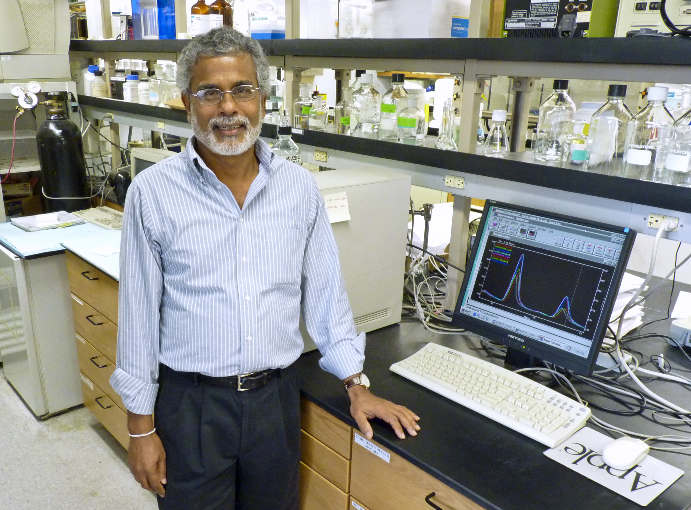 WSU biochemistry professor Kandatege Wimalasena is working in his lab to find ways to better understand, and help prevent, the underlying causes of Parkinson's disease.