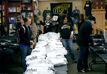 There has been a constant stream of people looking for NCAA Tournament apparel at WSU's University Bookstore.