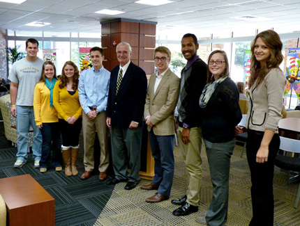 Nominees for 2013 Man and Woman of the Year meet with WSU President John Bardo. (Isaac Roehm not pictured.)