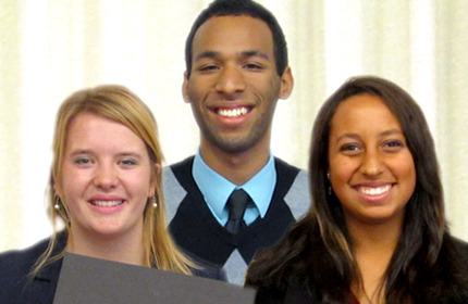 A composite of the Klose Scholarship winners. From left: Jacy Beck, Taylor Selvey and Alexis Thuston.