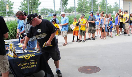 Shocker fans line up prior to 