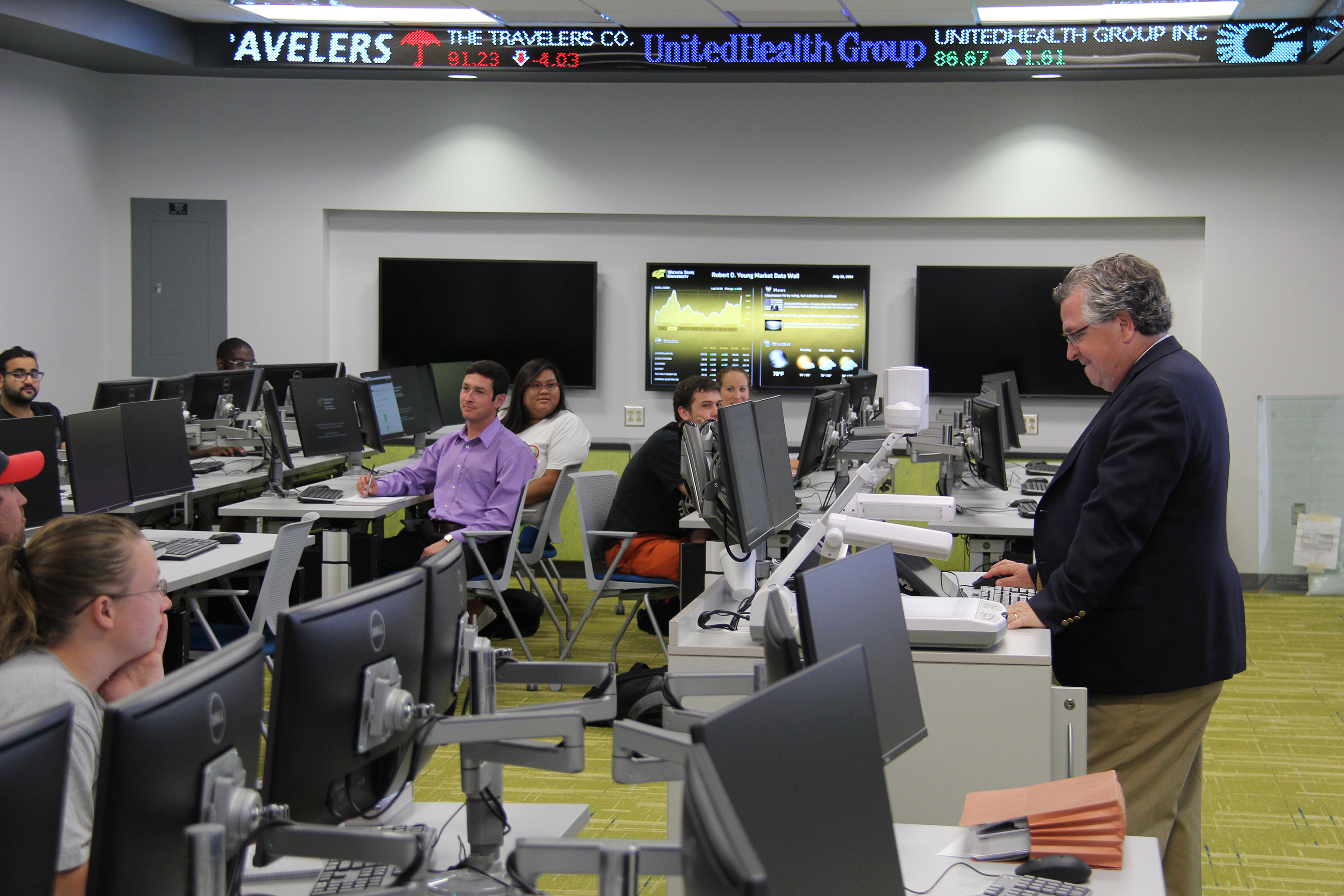 Rick LeCompte teaches a summer class in Wichita State's new Koch Global Training Center.