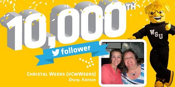 Christal Weers, left, is WuShock's 10,000th follower on Twitter.