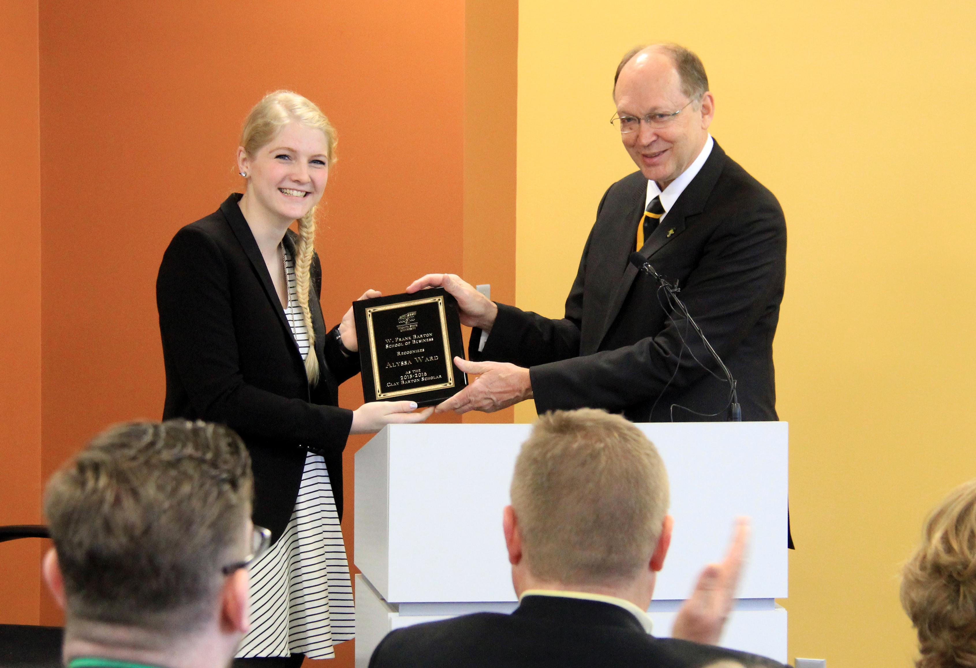 Alyssa Ward with interim Barton School dean James Jordan-Wagner