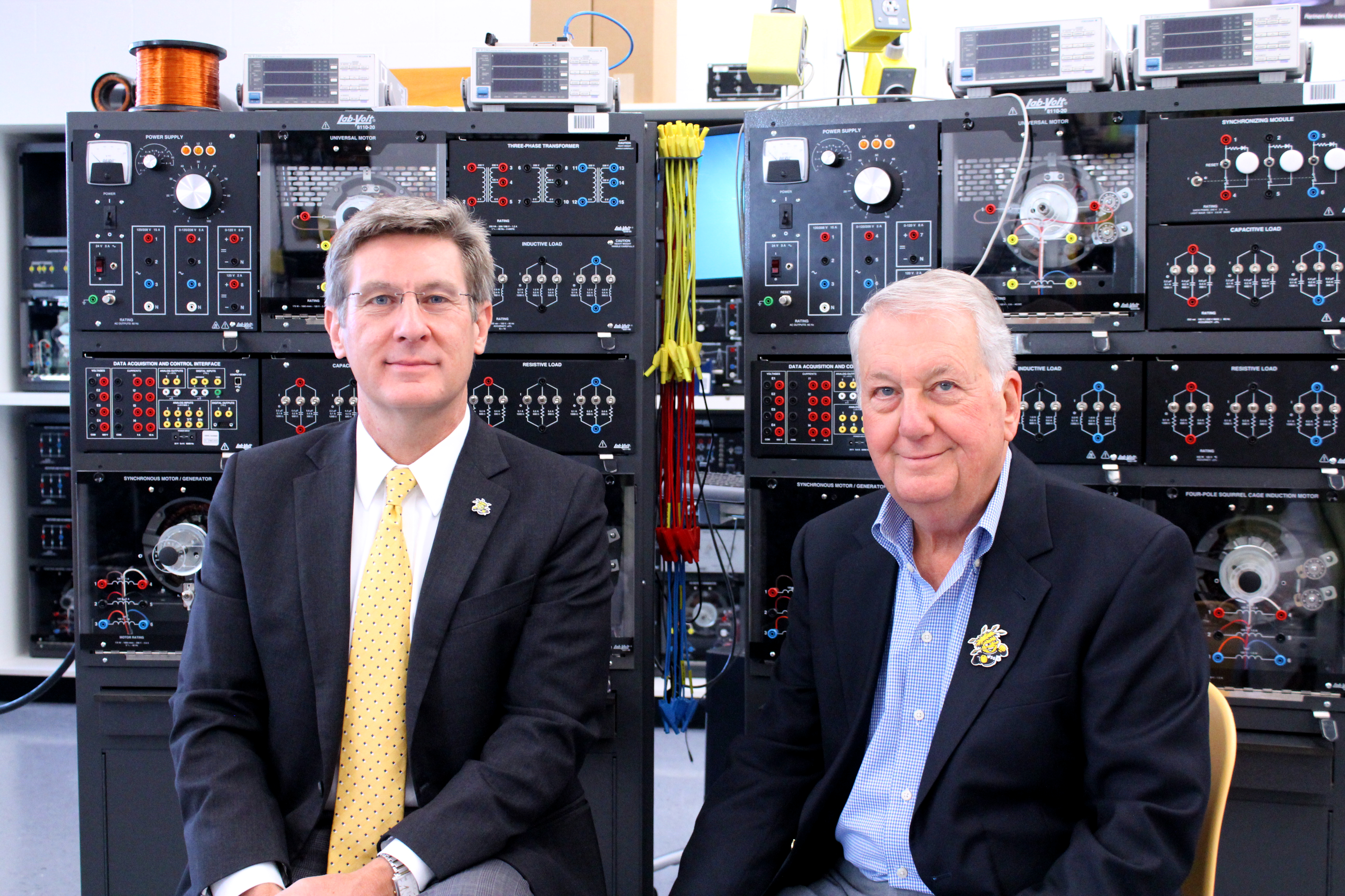 Royce Bowden, dean of the engineering college, and Brenton Myers.