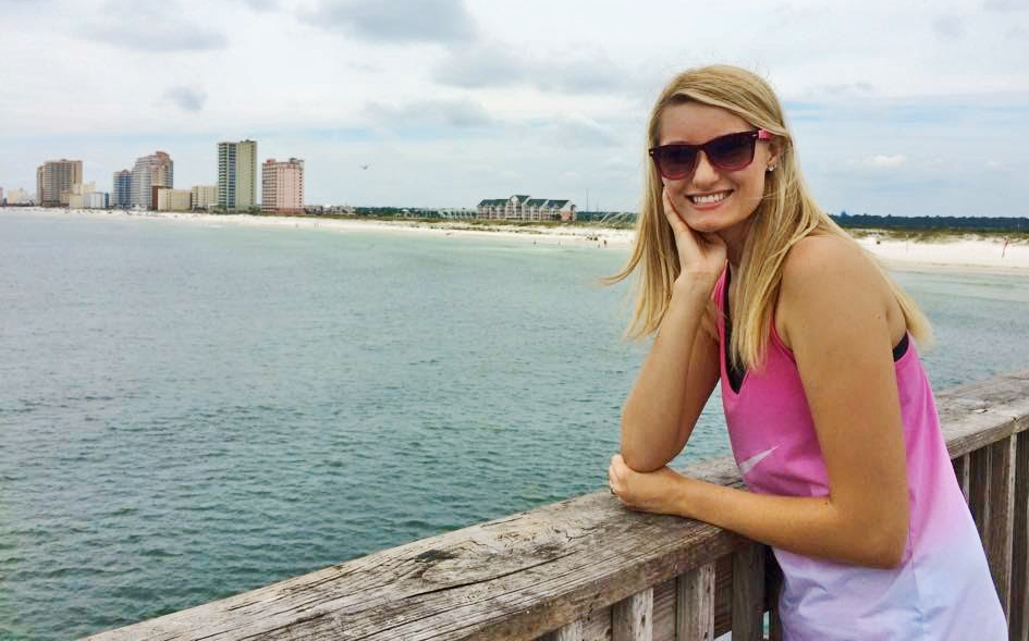 Ashlin Bohl visits Gulf Shores, Alabama, during a break from her classes at Montevallo University. Bohl is attending Montevallo for the academic year as part of her WSU studies through the National Student Exchange Program.