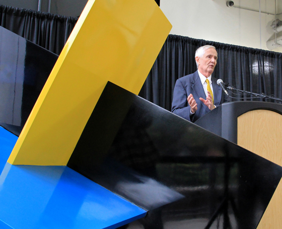 WSU President John Bardo speaks at the announcement of GoCreate, WSU's new makerspace in its Experiential Engineering Building, set to open in 2016.