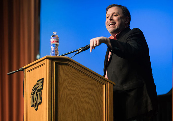 Anti-racist activist Tim Wise spoke to a sellout crowd at Wichita State University.