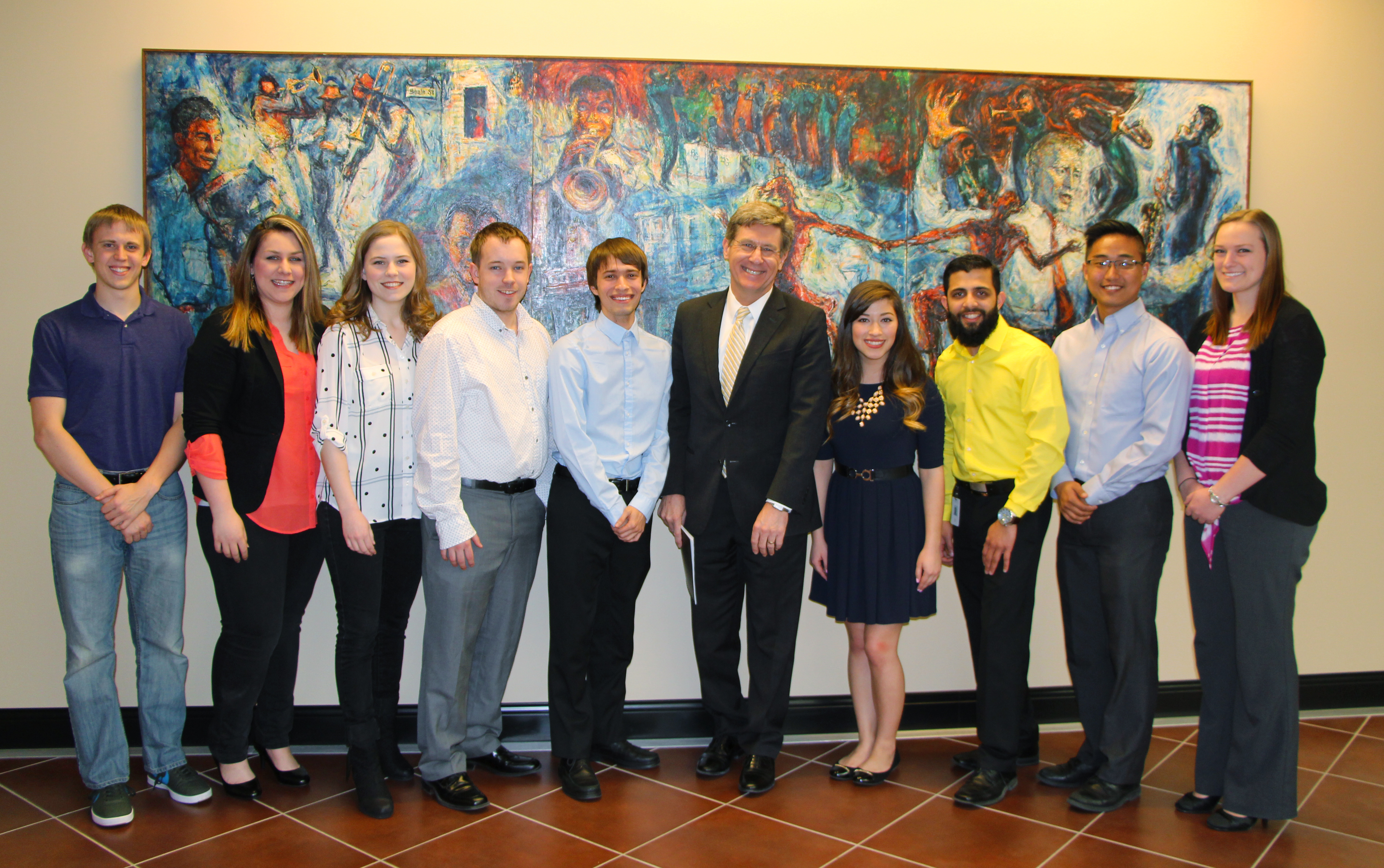 The two groups of WSU University Innovation Fellows, with Engineering Dean Royce Bowden, center.