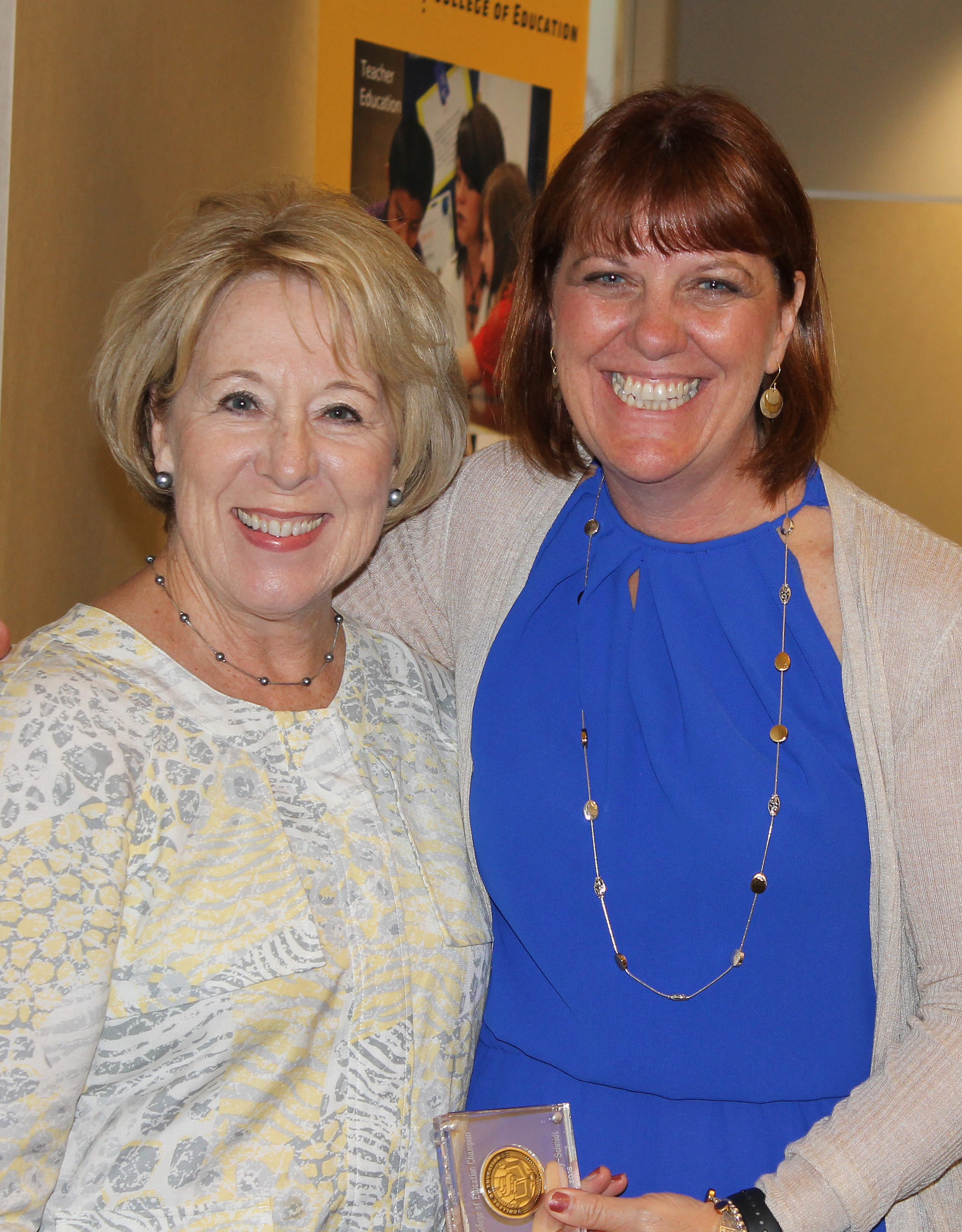 Christine Downey-Schmidt and College of Education Dean Shirley Lefever