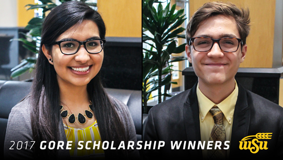 Maribel Sanchez, left, and Matthew Miller are the winners of Wichita State's 2017 Harry Gore Memorial Scholarships. They'll receive $60,000 each to attend WSU.