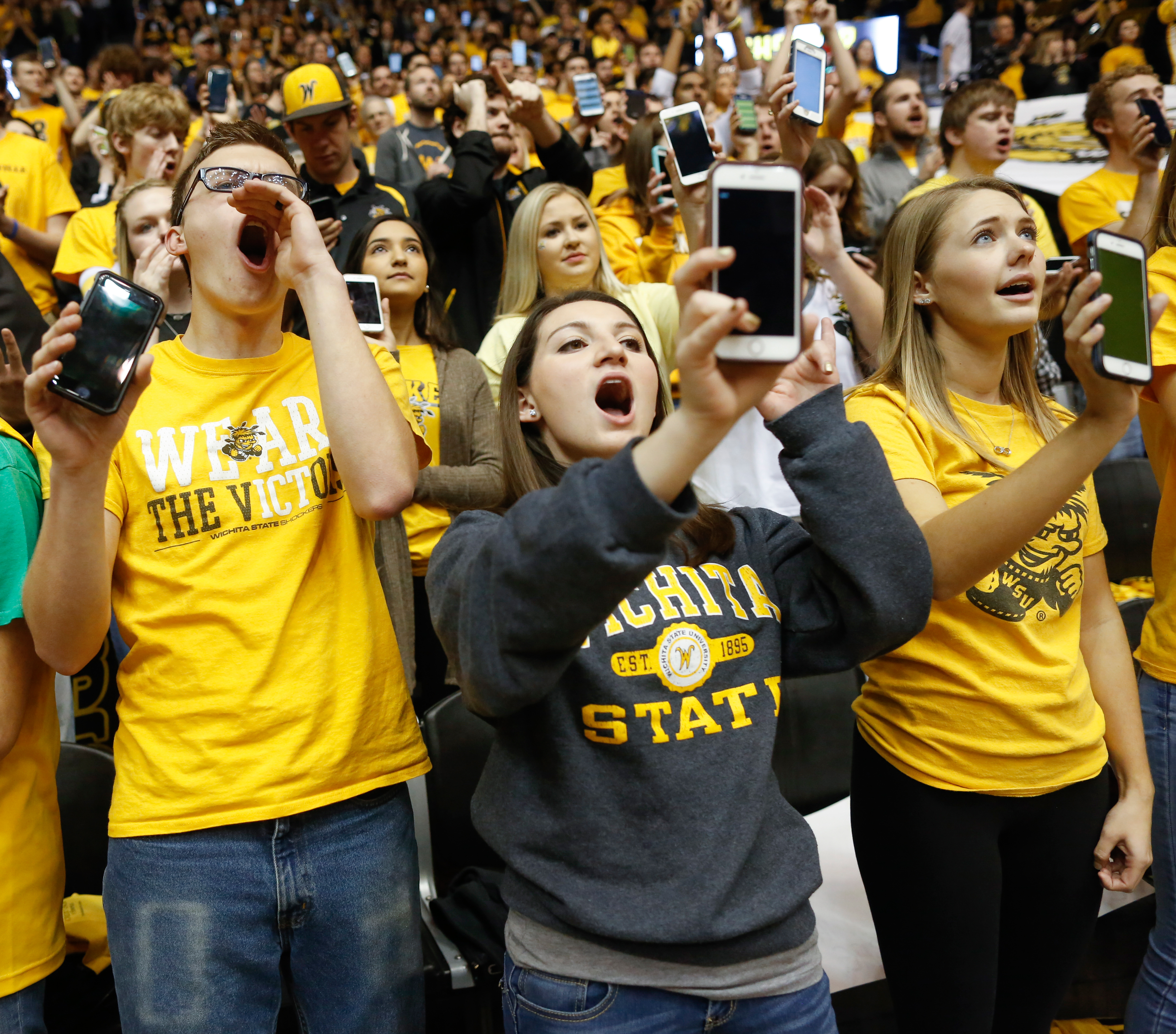 Wichita State students tested the People Pixel app at a Feb. 18, men's basketball game in Charles Koch Arena.