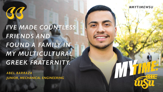 Abel Barraza, a junior mechanical engineering major, is the first person in his family to go to college. He says he feels valued as an individual at Wichita State University.