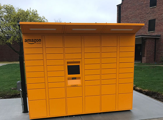 The new Amazon Locker is now on campus, located just north of Wichita State's Grace Wilkie Hall.