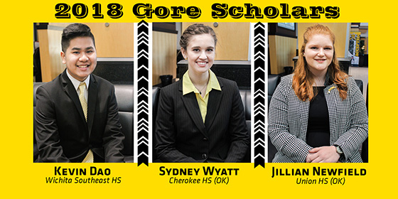 The three winners of Wichita State's Harry Gore Memorial Scholarship will receive $15,000 a year for four years, totalling $60,000 each.