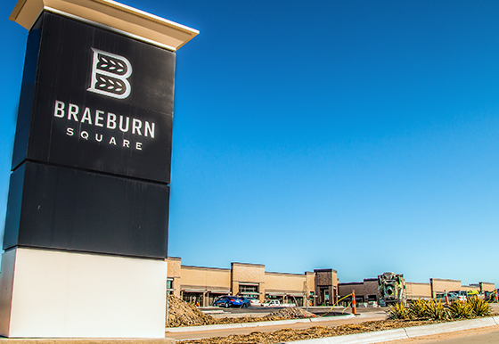 Two developer-owned restaurant/retail buildings are under construction in Braeburn Square and will be ready for tenants to begin interior improvements in March.
