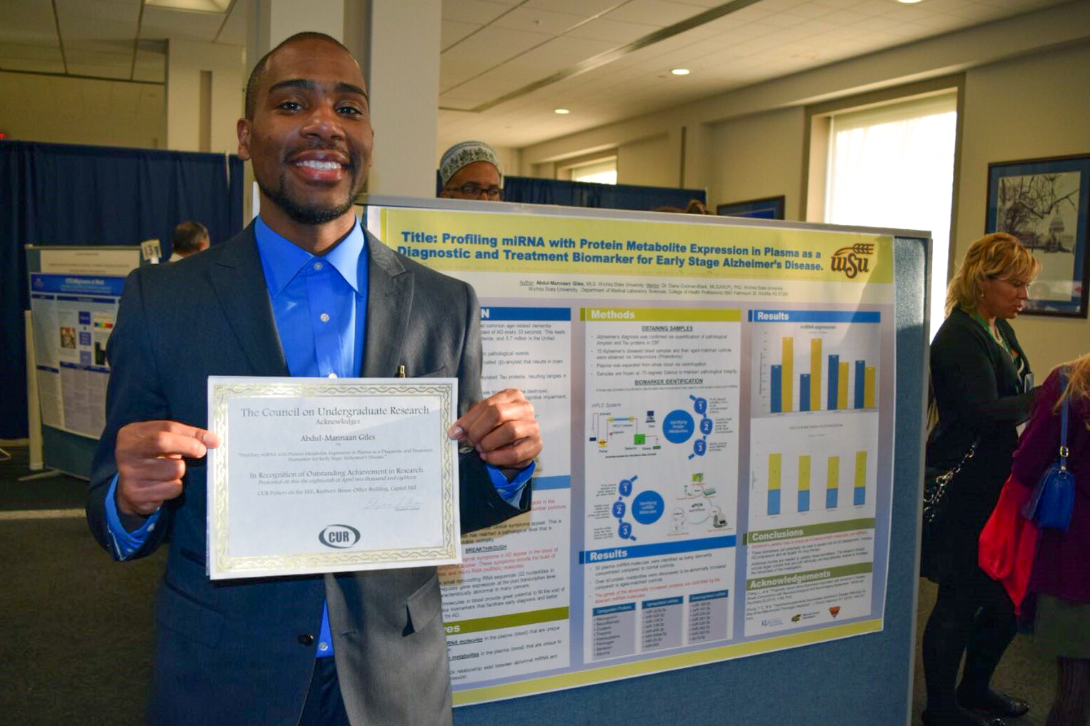 Abdul-Mannaan Giles was invited to present his Alzheimer's research projects at Harvard University and on Capitol Hill., Abdul-Mannaan Giles was invited to present his Alzheimer's research projects at Harvard University and on Capitol Hill.,