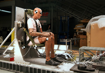 Participants in the May 1 NIAR and engineering open house can get their photo taken with one of NIAR's crash test dummies.