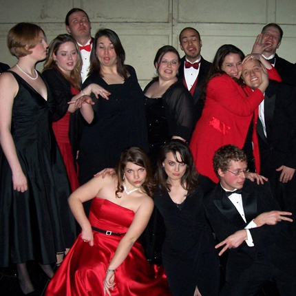 WSU School of Music students vamp for cameras after the annual Valentineâ€™s Day concert in 2007.