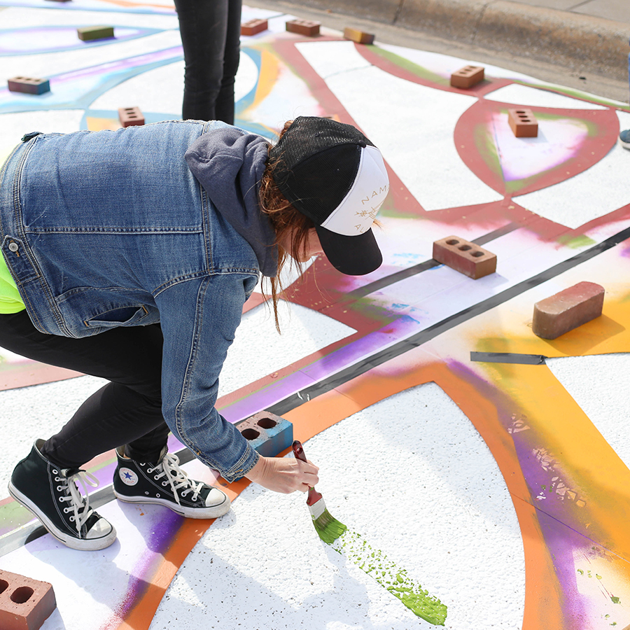 WSU student works on street mural project