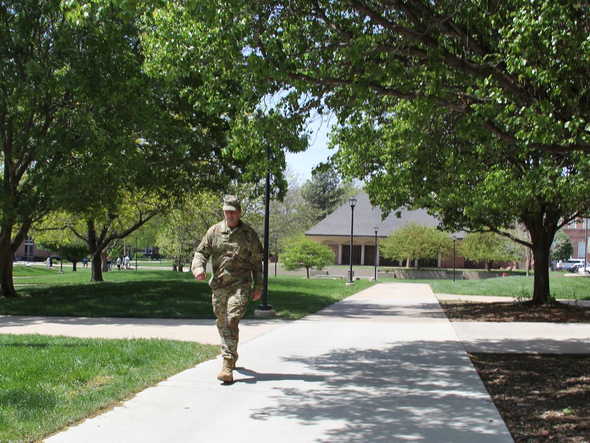 Military student on campus