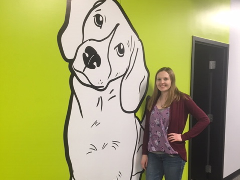 Brittany Allen, senior, at the Hyper Pet office.