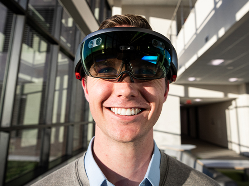 Dane Laughlin wearing a VR headset.