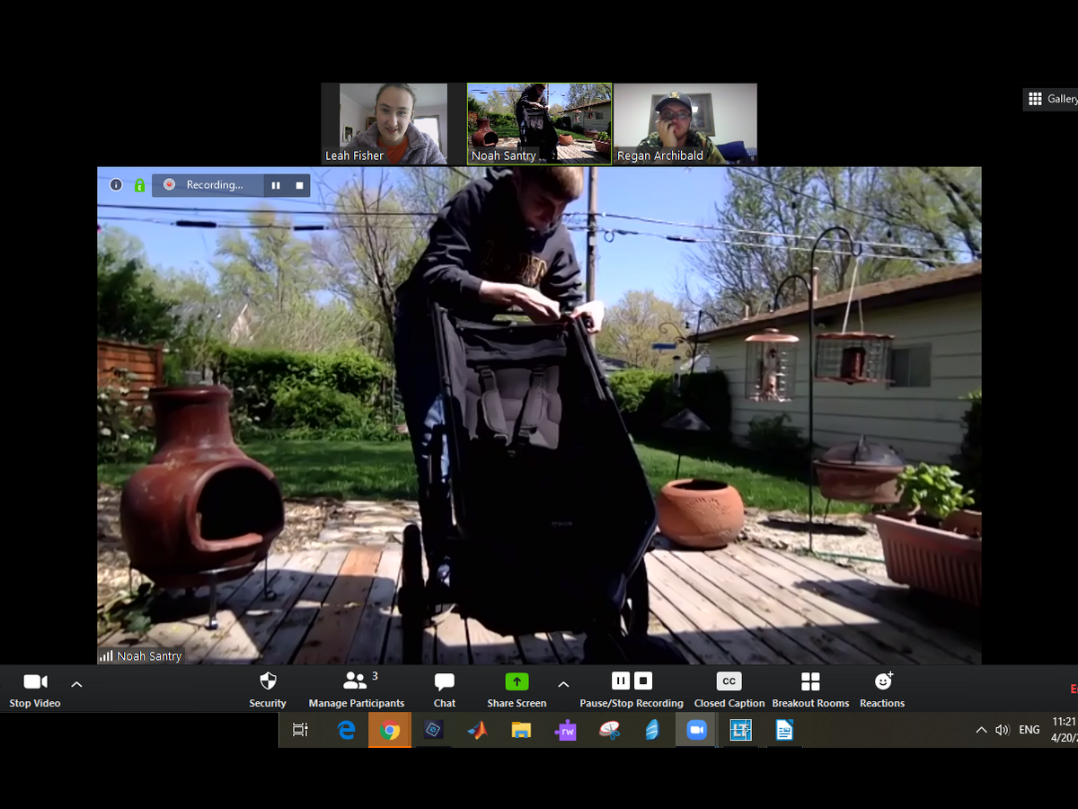 Wichita State College of Engineering students met through zoom to build all-terrain stroller