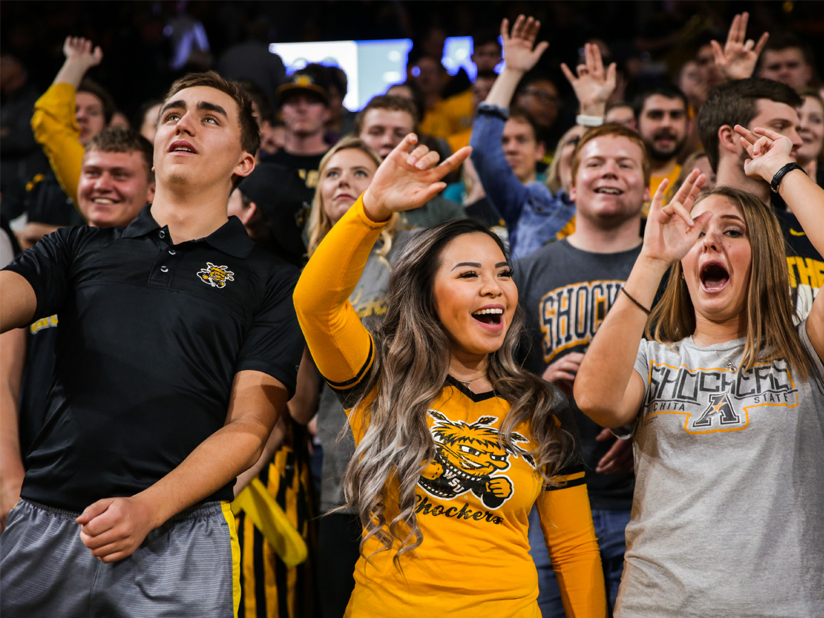 Shockers show their spirit at a 2019 men's basketball game