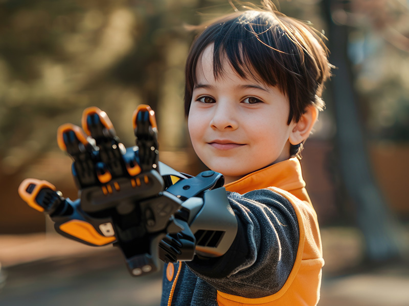 child with prosthetic bionic arm child with prosthetic bionic arm