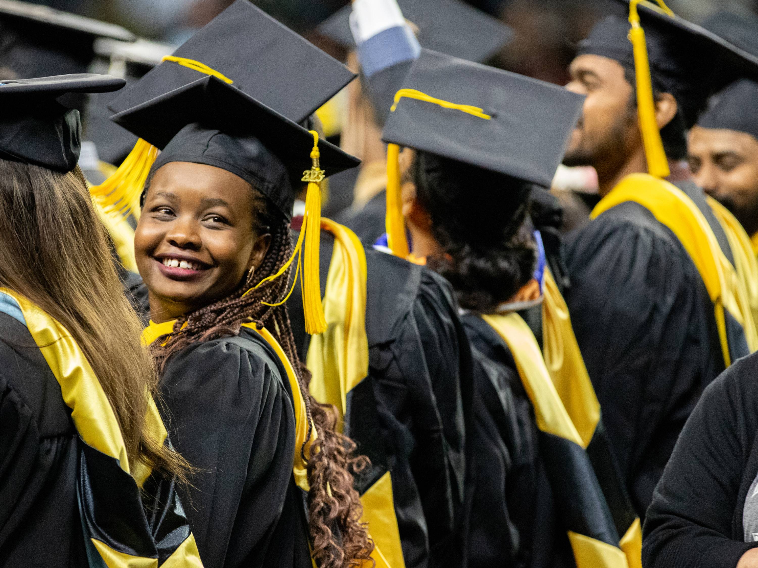 Graduates at commencement