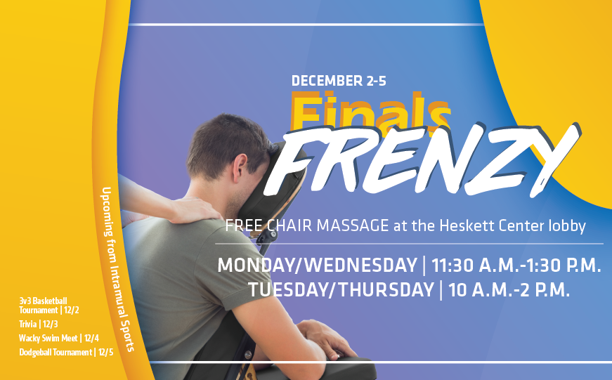 Enjoy a free chair massage at Finals Frenzy