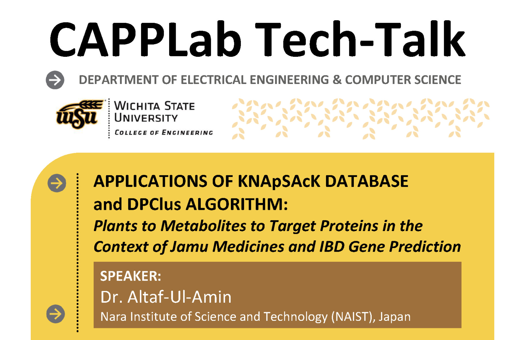 You're invited to a CAPPLab Tech-Talk from the department of Electrical Engineering & Computer Science.