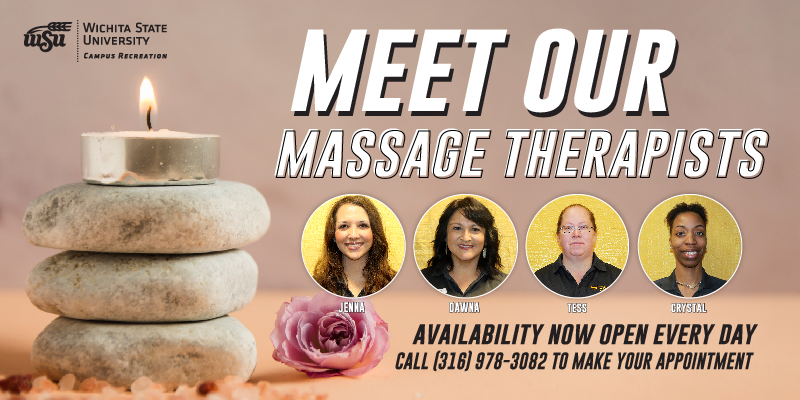 Make an appointment with Campus Recreation's massage therapists, Jenna, Dawna, Tess and Crystal